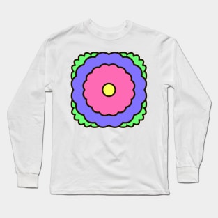 Geometric pink blue flowers Long Sleeve T-Shirt